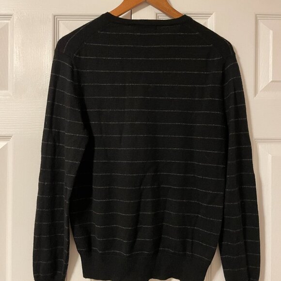 Calvin Klein Wool Black and Light Grey Mens Long Sleeve Sweater - Picture 2 of 3